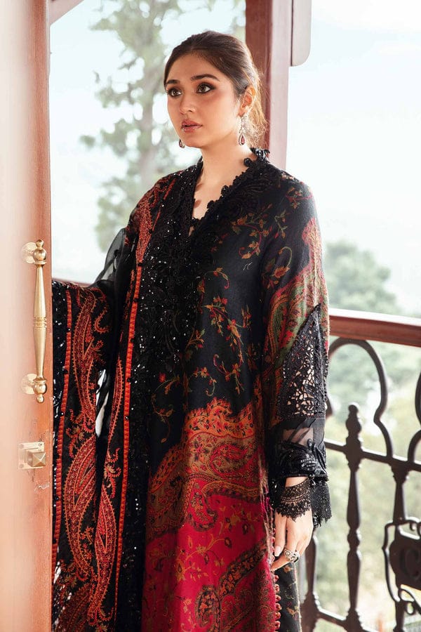 Black Maroon 3pc Unstitched 3450-/