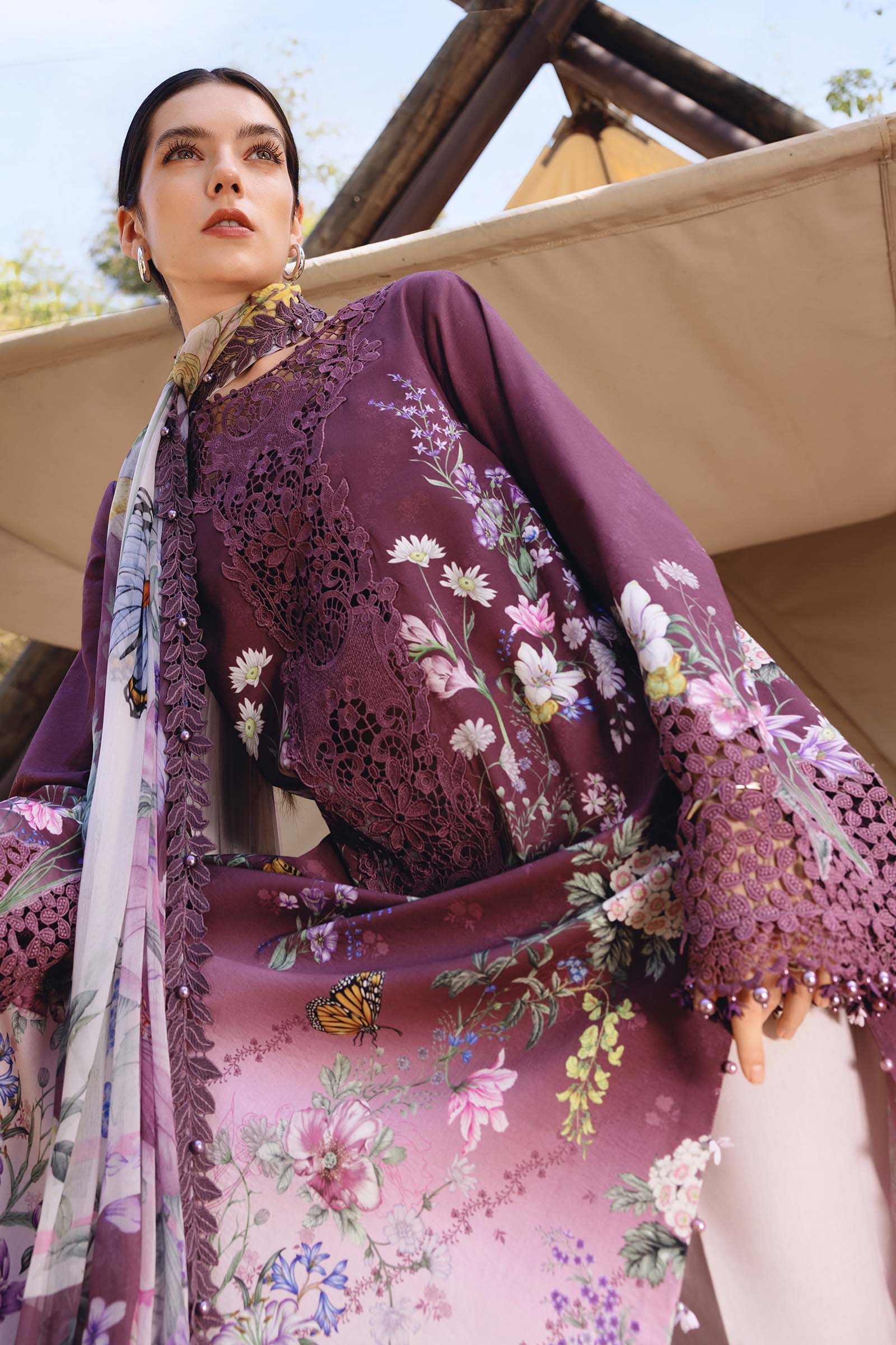 Purple (plumb) blush 3pc Maria b print 3450-/