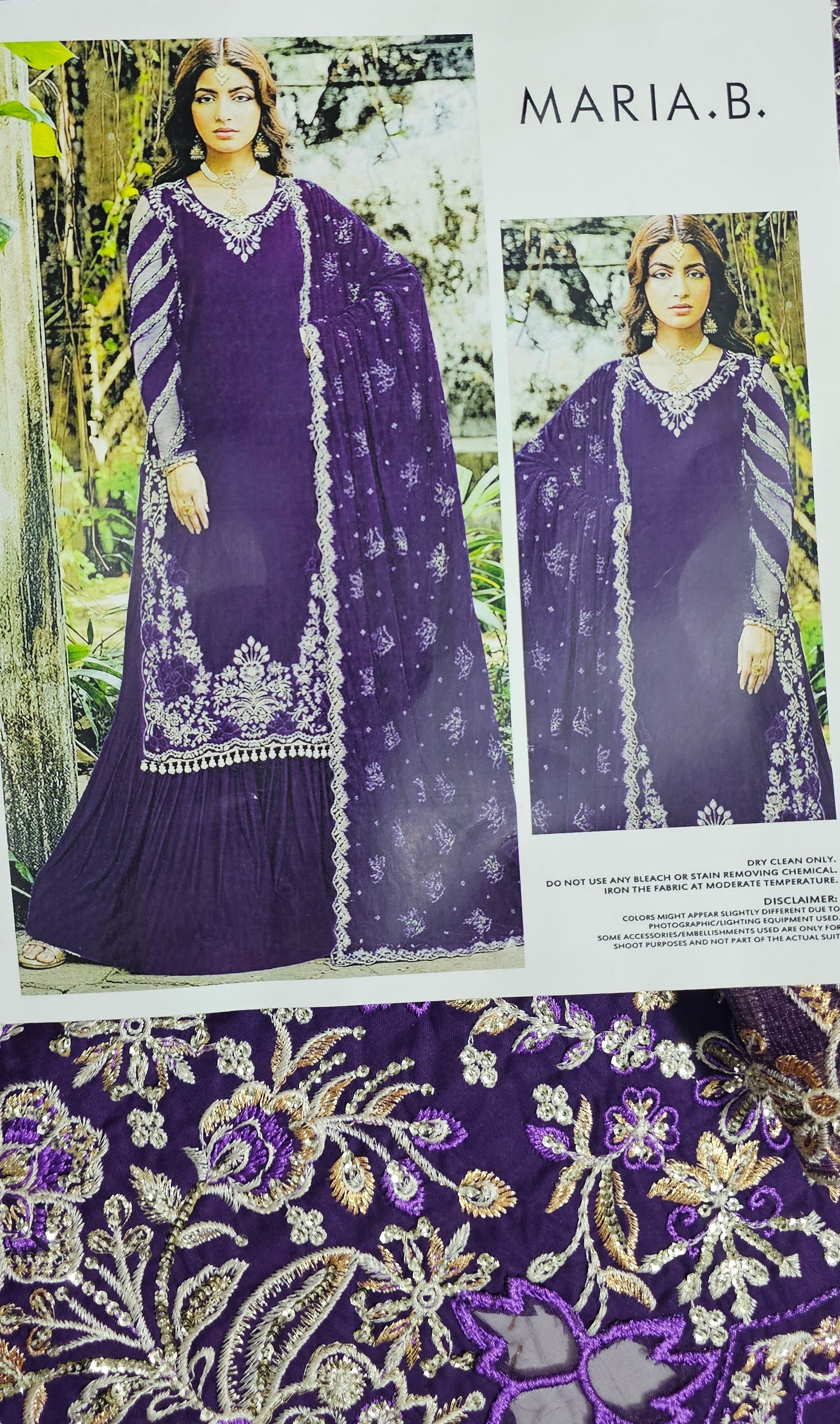 Noor purple 3pc Unstitched 4550-/