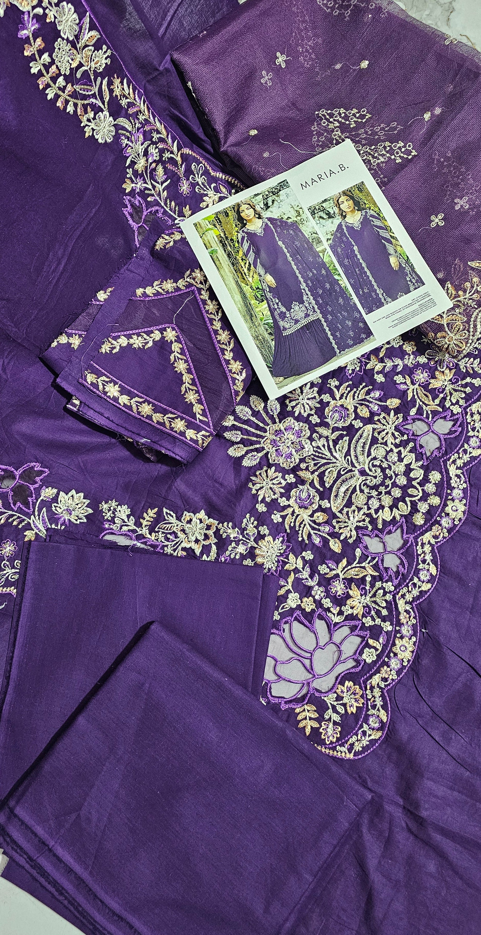 Noor purple 3pc Unstitched 4550-/